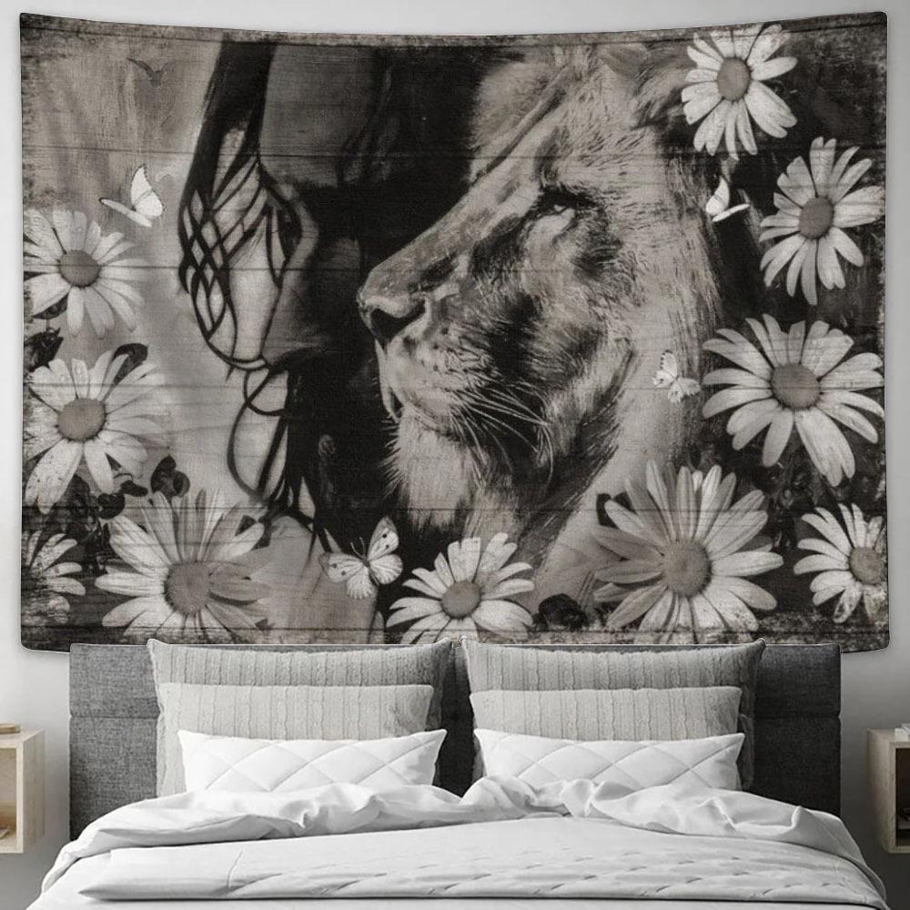 Black And White Painting, Watercolor Lion, Jesus, Stunning Daisy Tapestry, Tapestries for Living Room Bedroom