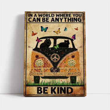 Black Cat Be Kind Cat Lover Cat Mom Canvas, Mother&#39;s Day Canvas Art, Gift For Mom, Birthday Gift, Mother&#39;s Day Wall Art