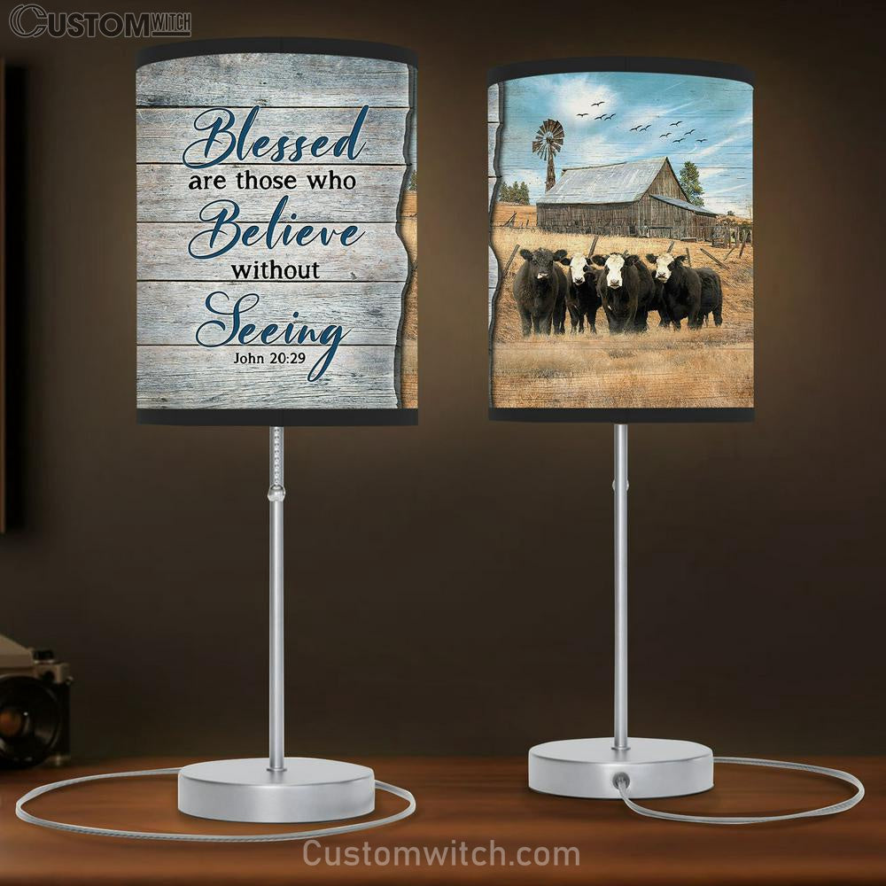Black Cow Blessed Are Those Who Believe Without Seeing Lamp Gift Table Lamp - Christian Lamp Gift - Religious Art