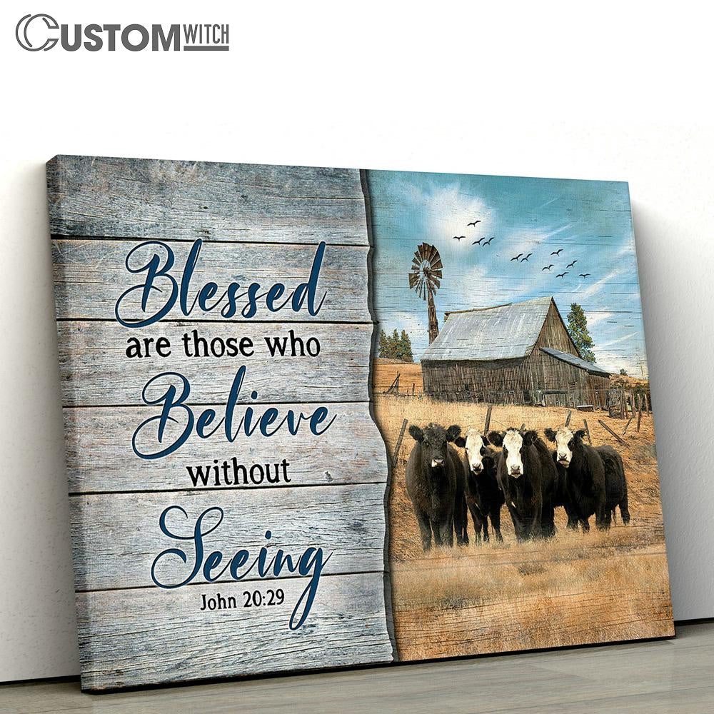 Black Cow Blessed Are Those Who Believe Without Seeing Wall Art Canvas - Christian Wall Art - Religious Art