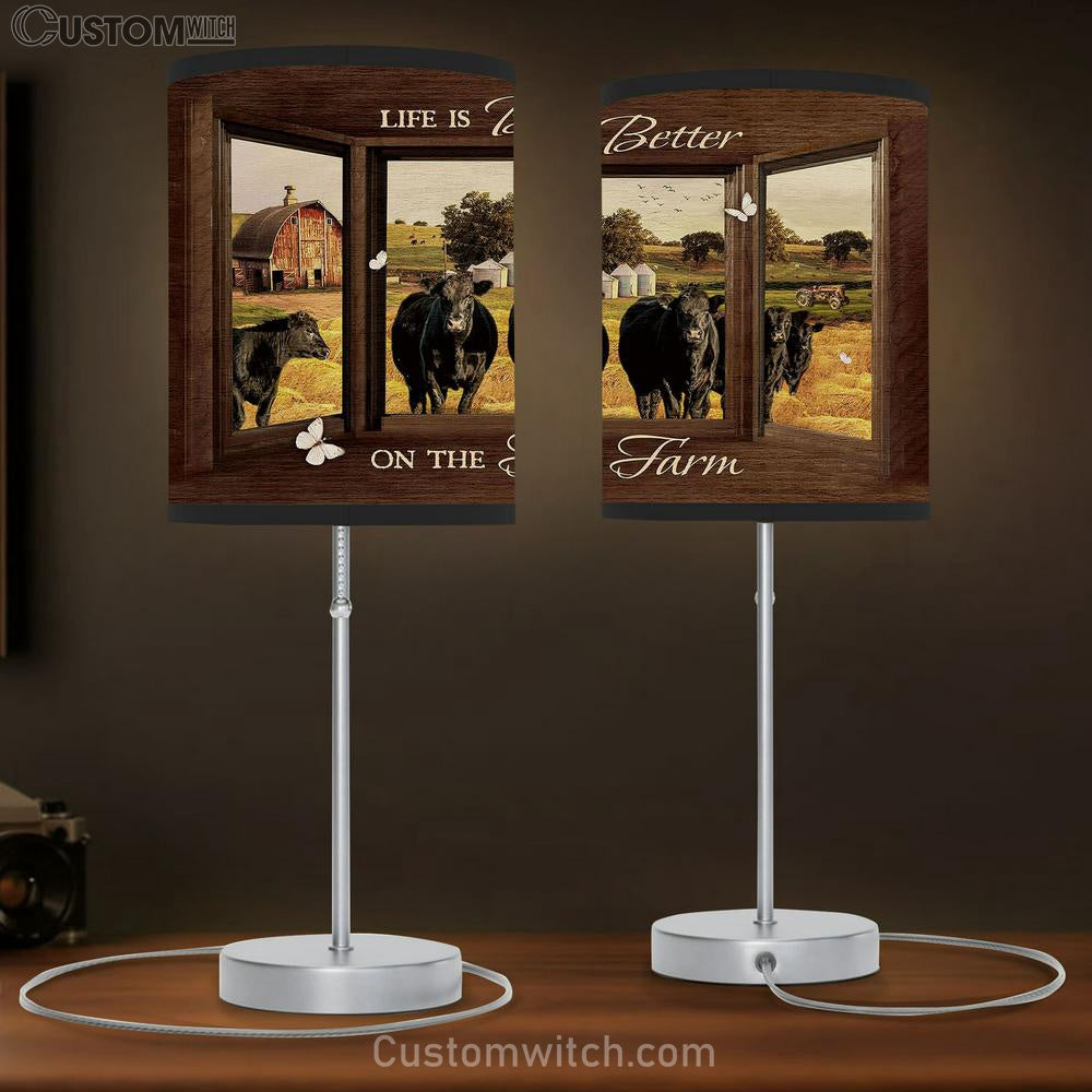 Black Cow Life Is Better On The Farm Lamp Gift Table Lamp - Christian Lamp Gift - Religious Art
