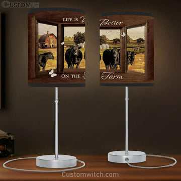 Black Cow Life Is Better On The Farm Lamp Gift Table Lamp - Christian Lamp Gift - Religious Art