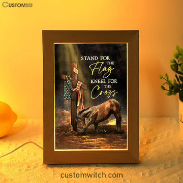 Black Horse Cross Stand For The Flag Frame Lamp Art - Bible Verse Wooden Lamp - Inspirational Art - Christian Home Decor