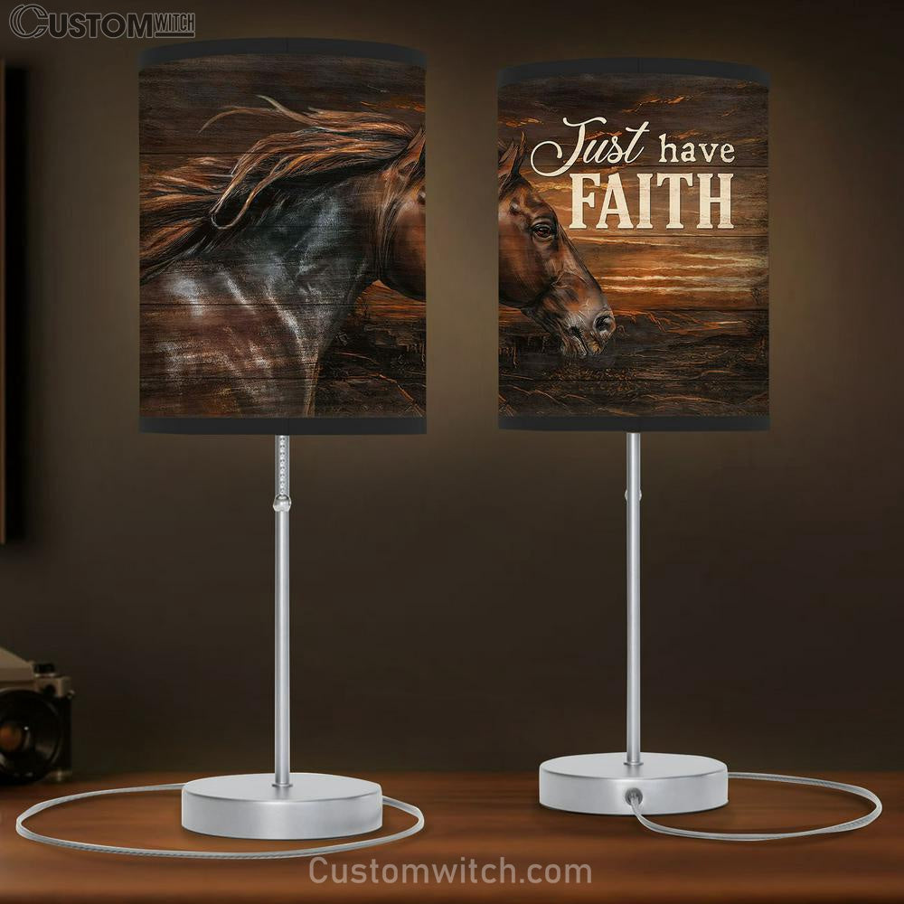 Black Horse Just Have Faith Lamp Gift Table Lamp - Christian Lamp Gift - Religious Art