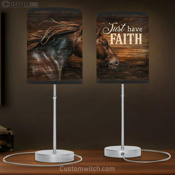 Black Horse Just Have Faith Lamp Gift Table Lamp - Christian Lamp Gift - Religious Art