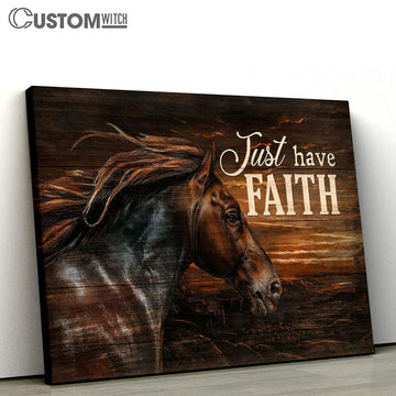 Black Horse Just Have Faith Wall Art Canvas - Christian Wall Art - Religious Art