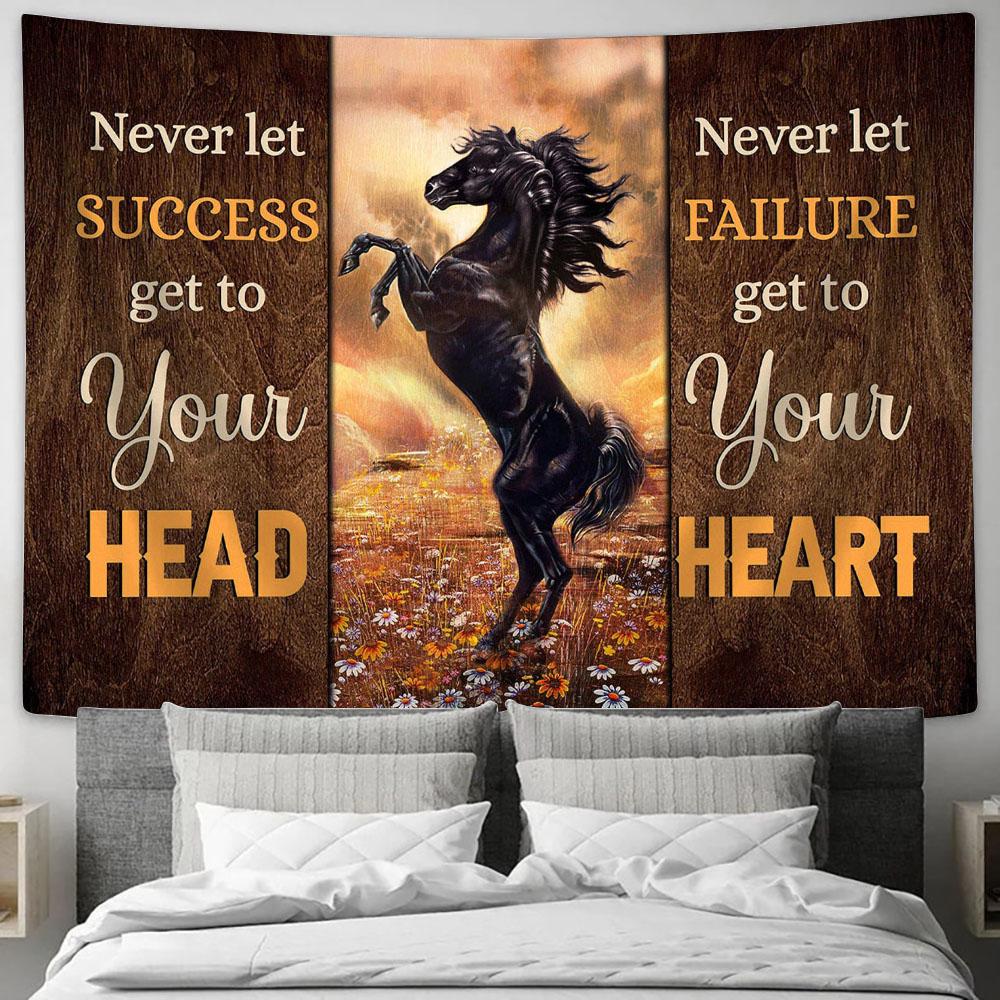 Black Horse Never Let Success Get To Your Head Wall Art Tapestry - Christian Wall Art - Religious Art
