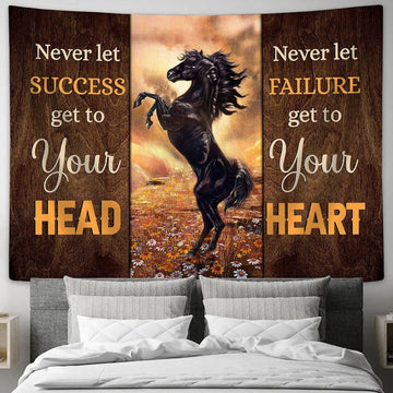 Black Horse Never Let Success Get To Your Head Wall Art Tapestry - Christian Wall Art - Religious Art