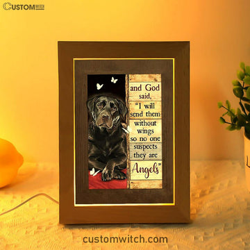 Black Labrador I Will Send Them Without Wings Frame Lamp Art - Bible Verse Wooden Lamp - Inspirational Art - Christian Home Decor