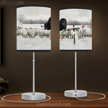 Black Lion, Lamp Farm, Red Cardinal, Cross Lamp Gift Table Lamp - Christian Lamp Gift - Religious Art
