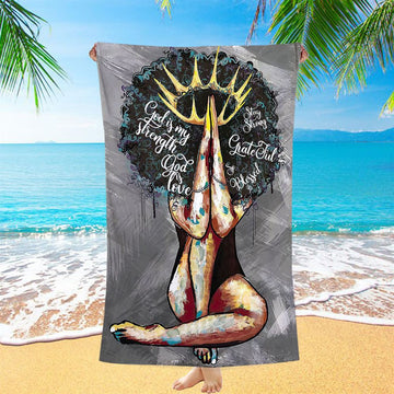 Black Queen African American God Is Love Beach Towel - Christian Wall Beach Towel - Religious Beach Towel