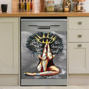 Black Queen African American God Is Love Dishwasher Cover, Christian Dishwasher Magnet Cover, Religious Kitchen Decor
