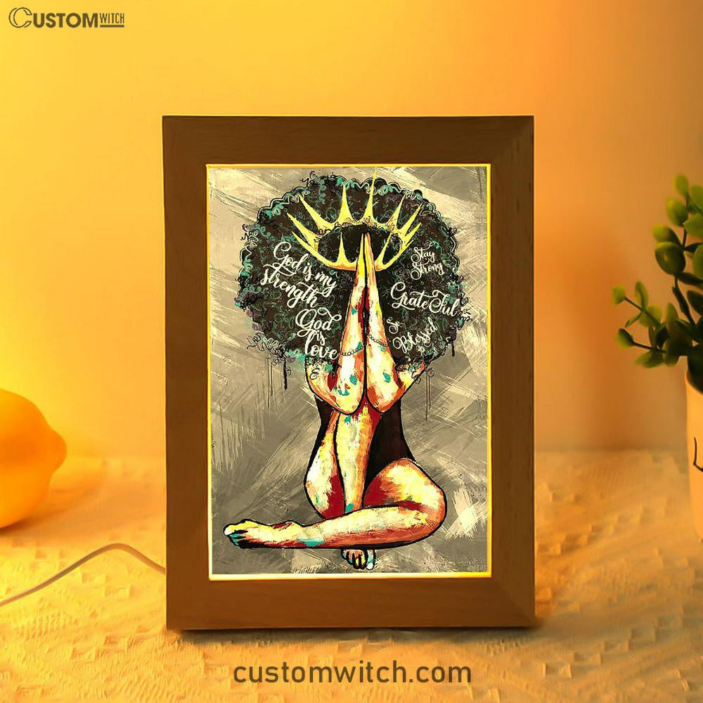 Black Queen African American God Is Love Frame Lamp Art - Christian Frame Lamp - Religious Gifts Night Light