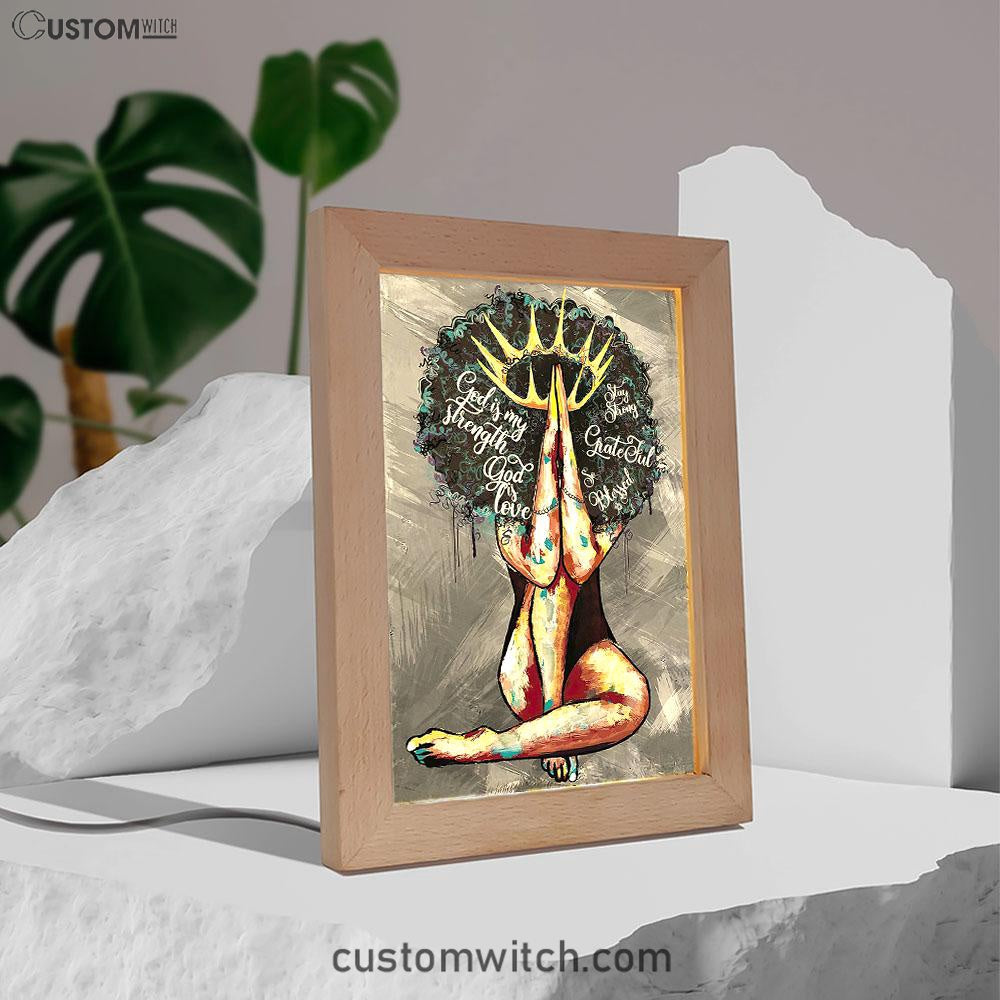 Black Queen African American God Is Love Frame Lamp Art - Christian Frame Lamp - Religious Gifts Night Light