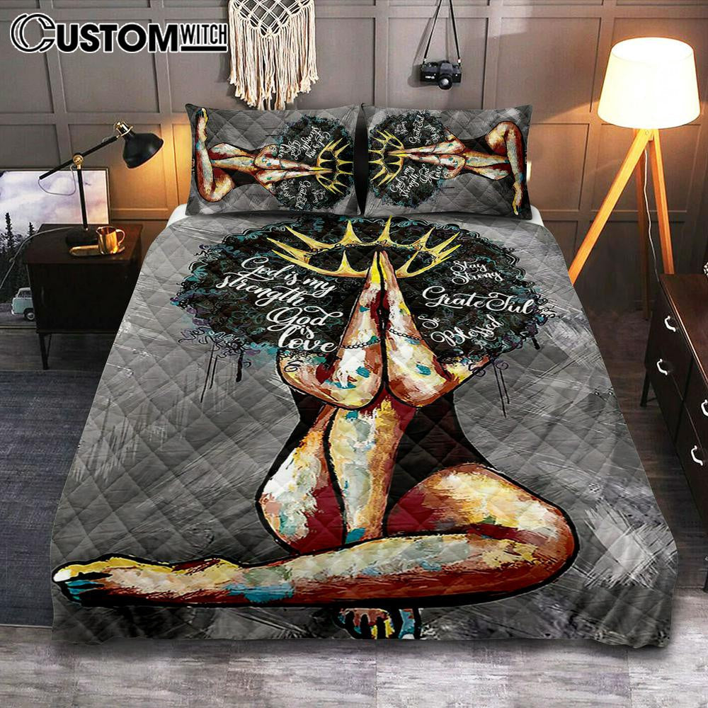 Black Queen African American God Is Love Quilt Bedding Set Bedroom - Christian Cover Twin Bedding Quilt Bedding Set - Religious Quilt Bedding Set Prints