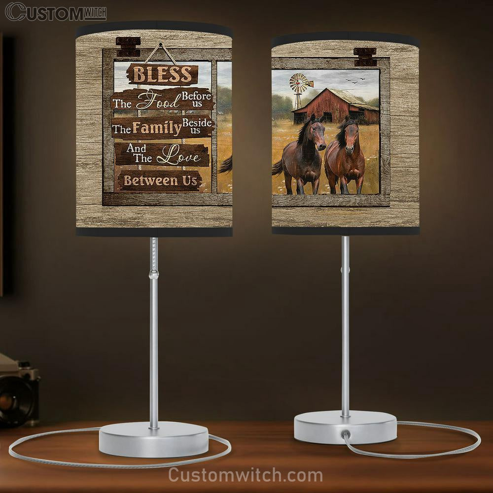 Bless The Food Before Us Horses Meadow Land Windmill Lamp Gift Table Lamp - Christian Bedroom Decor - Gifts For Horse Lovers