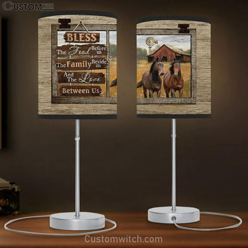 Bless The Food Before Us Horses Meadow Land Windmill Lamp Gift Table Lamp - Christian Bedroom Decor - Gifts For Horse Lovers
