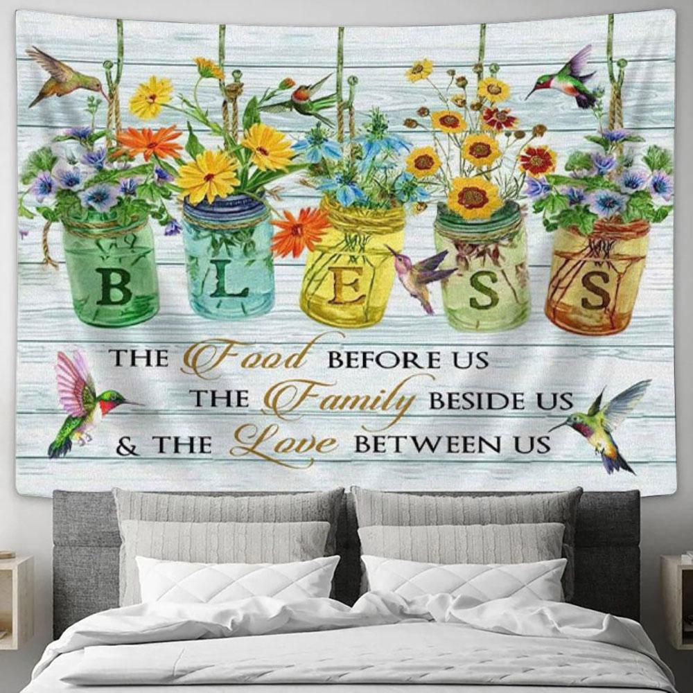 Bless The Food Before Us Tapestry Wall Art - Christian Wall Decor