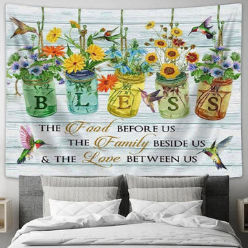 Bless The Food Before Us Tapestry Wall Art - Christian Wall Decor