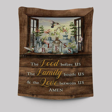 Bless The Love Between Us Hummingbird Gorgeous Jar Window Frame Tapestry - Christian Wall Art - Religious Home Decor