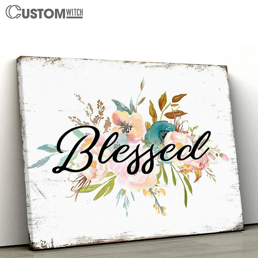 Blessed Canvas Wall Decor - Christian Wall Art for Church, Living Room, Bedroom, Kitchen