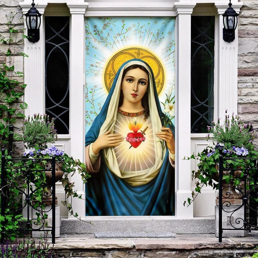 Blessed Virgin Mary Door Cover, Christian Door Decor, Door Christian Church, Christian Door Plaques