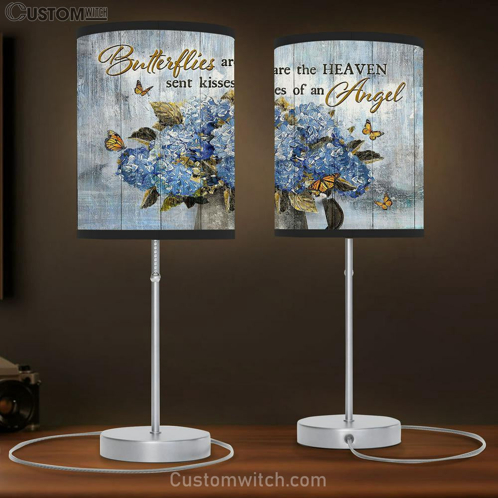 Blue Hydrangea Butterflies Are The Heaven Sent Kisses Of An Angel Lamp Gift Table Lamp - Christian Lamp Gift - Religious Art
