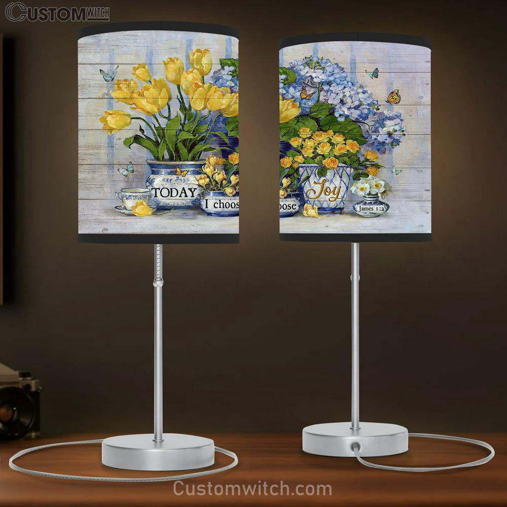 Blue Hydrangea Today I Choose Joy Lamp Gift Table Lamp - Christian Lamp Gift - Religious Art