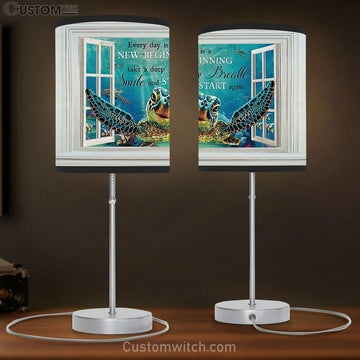 Blue Turtle Every Day Is A New Beginning Lamp Gift Table Lamp - Christian Lamp Gift - Religious Art