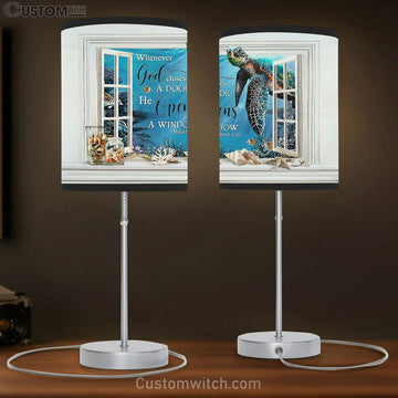 Blue Turtle He Opens A Window Lamp Gift Table Lamp - Christian Lamp Gift - Religious Art