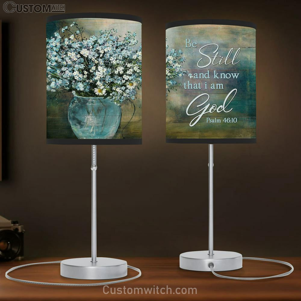 Blue daisy flower Be still and know that I am God Table Lamp Gift - Bible Verse Table Lamp - Religious Bedroom Decor