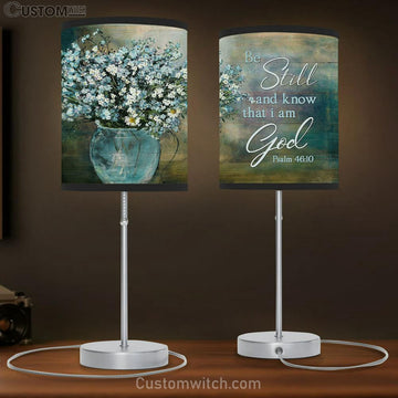 Blue daisy flower Be still and know that I am God Table Lamp Gift - Bible Verse Table Lamp - Religious Bedroom Decor