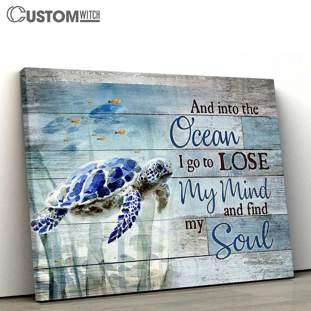 Blue sea turtle And into the ocean Canvas Wall Art - Bible Verse Canvas - Religious Prints