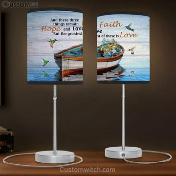 Boat On River Hummingbird The Greatest Of These Is Love Lamp Gift Table Lamp - Christian Lamp Gift - Religious Art