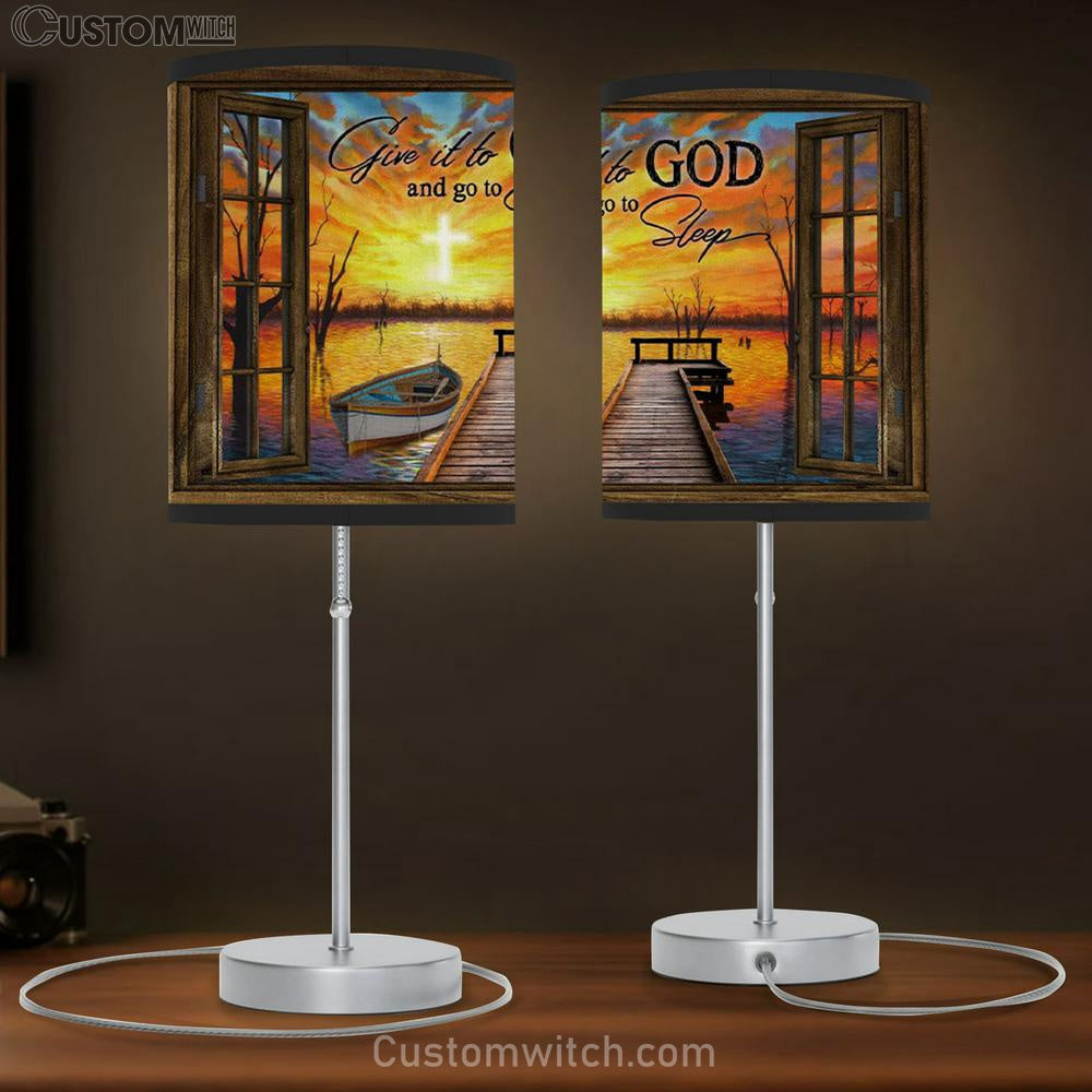 Boat Sunset - Give It To God And Go To Sleep Table Lamp Gift Print - Christian Bedroom Decor