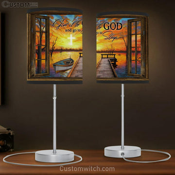Boat Sunset - Give It To God And Go To Sleep Table Lamp Gift Print - Christian Bedroom Decor