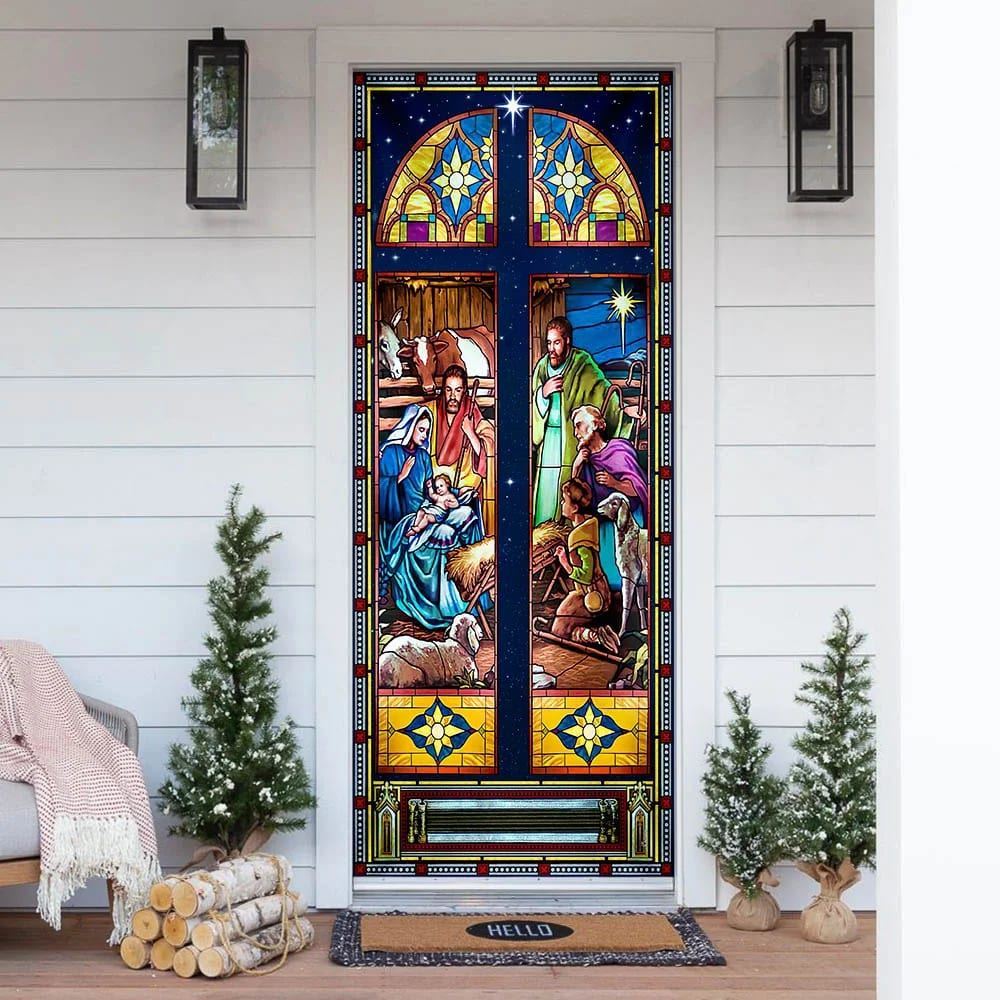 Born Day Of Jesus Christ Jesus Family Door Cover, Christian Door Decor, Door Christian Church, Christian Door Plaques