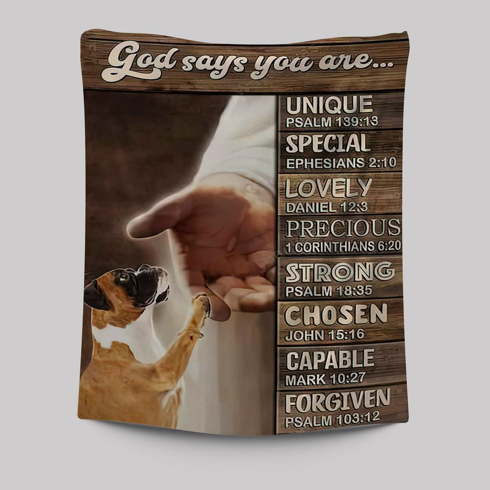 Boxer Boxer Jesus Hand God Says You Are Tapestry - Christian Wall Art - Religious Home Decor