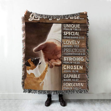 Boxer Boxer Jesus Hand God Says You Are Woven Blanket - Christian Throw Blanket - Religious Home Decor