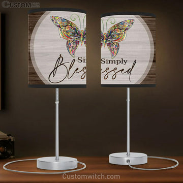 Butterflies Simply Blessed Table Lamp Gift - - Christian Bedroom Decor