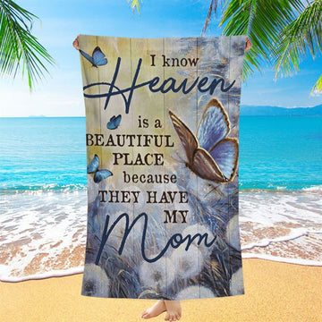 Butterfly Dandelion Field I Know Heaven Is A Beautiful Place Beach Towel - Christian Beach Towel - Religious Beach Towel