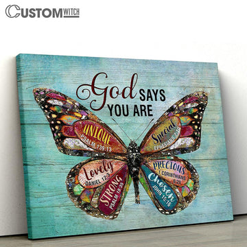 Butterfly God Says You Are Canvas Wall Art - Bible Verse Canvas - Religious Prints