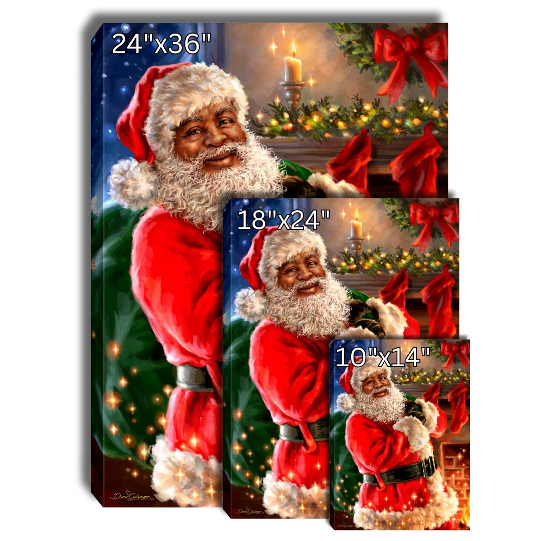 African American Santa Canvas Wall Art