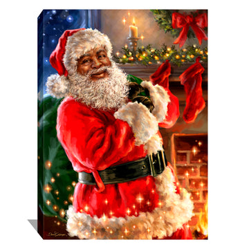African American Santa Canvas Wall Art