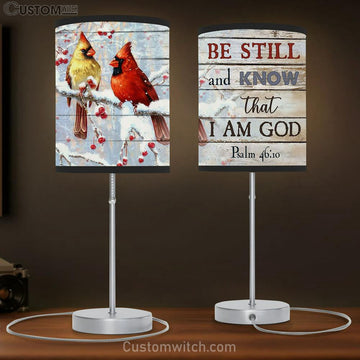 Cardinal Be Still And Know That I Am God Large Table Lamp Art - Christian Lamp Gift Home Decor - Religious Table Lamp Prints