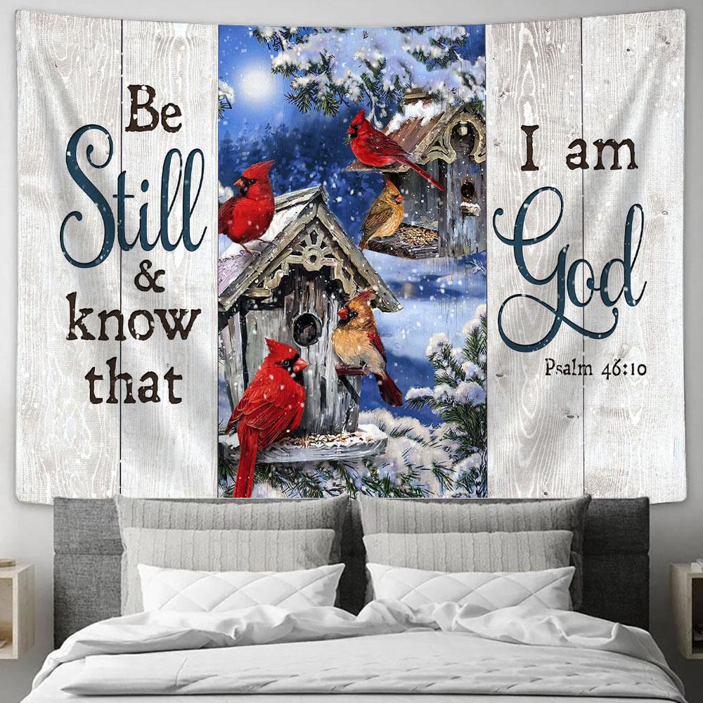 Cardinal Be Still And Know That I Am God Wall Art Tapestry - Christian Wall Art - Religious Art