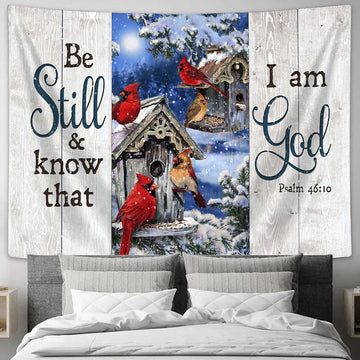 Cardinal Be Still And Know That I Am God Wall Art Tapestry - Christian Wall Art - Religious Art