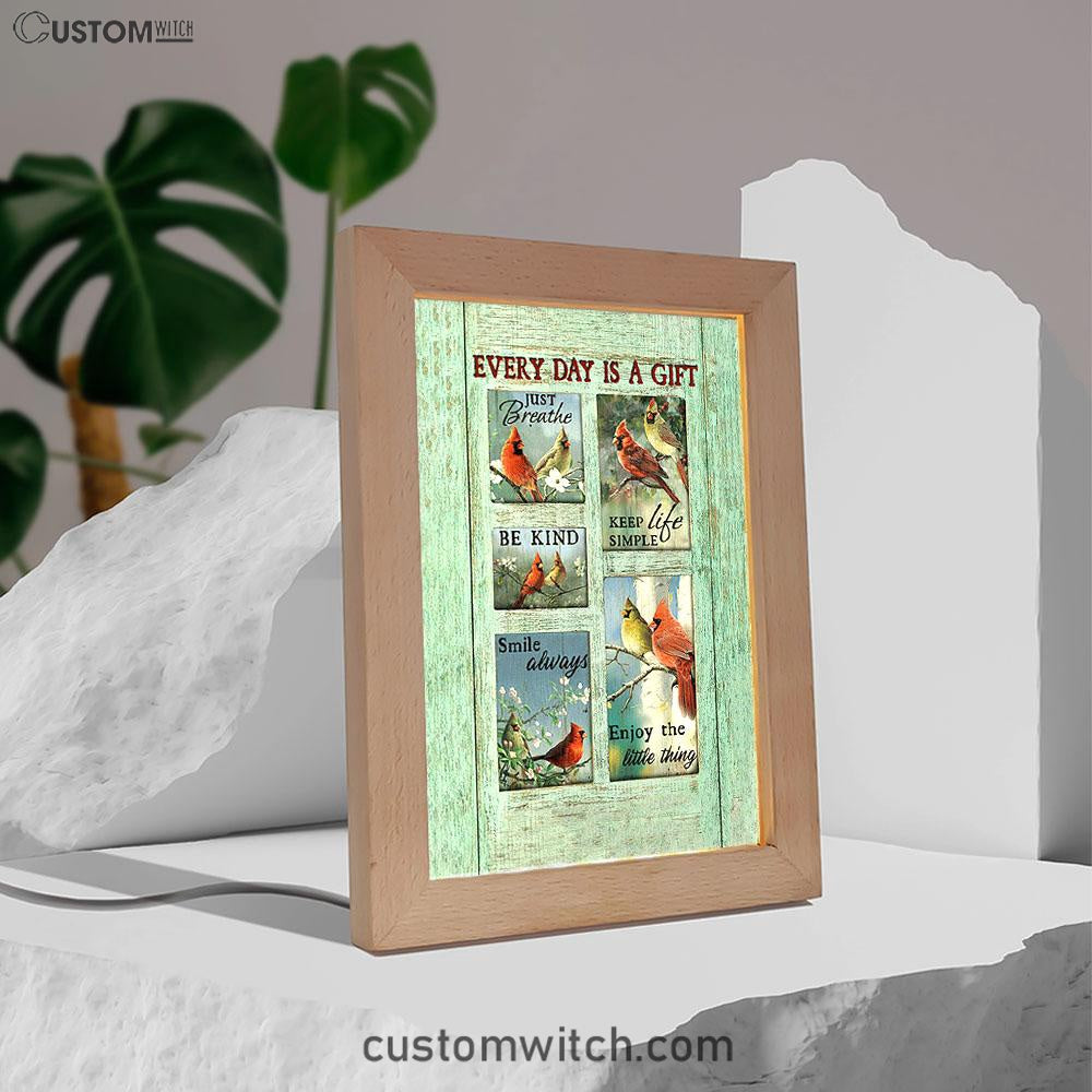 Cardinal Every Day Is A Gift Frame Lamp Art - Bible Verse Art - Christian Inspirational Decor
