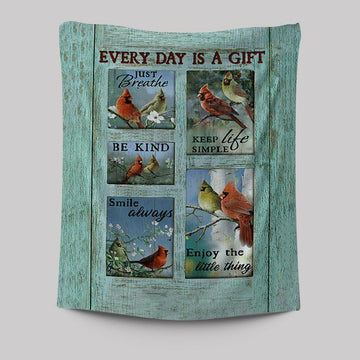 Cardinal Every Day Is A Gift Tapestry Art - Bible Verse Wall Art - Christian Inspirational Wall Decor
