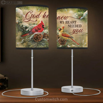 Cardinal God knew my heart needed you Table Lamp Gift - Bible Verse Table Lamp - Religious Bedroom Decor